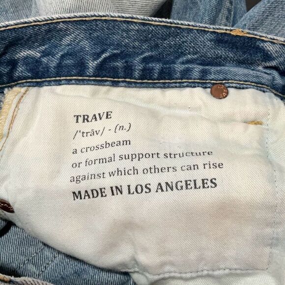 Trave Blue Denim Distressed Constance Cropped Jeans Eve of Destruction Size 29 - Picture 10 of 12
